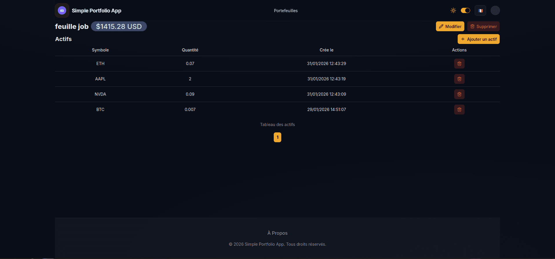 Simple Portfolio App